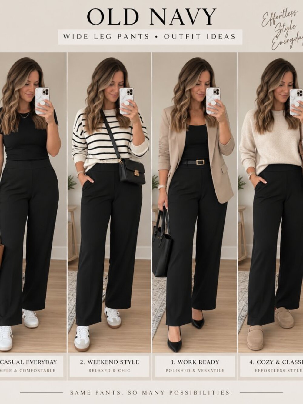 Old Navy Women's Pull-On Black Wide Leg Dress Pants Size 12